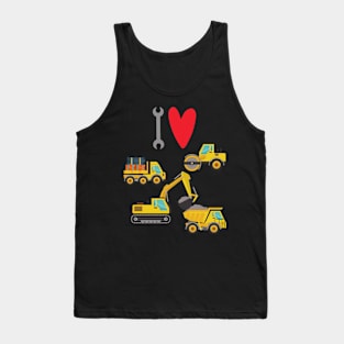 I love Construction excavator vehicles Tank Top